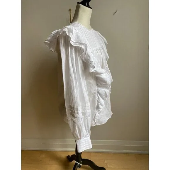 Ted Baker BNWOT white blouse "Silais" double frill sz 4 (US Large) long sleeve - Picture 3 of 8